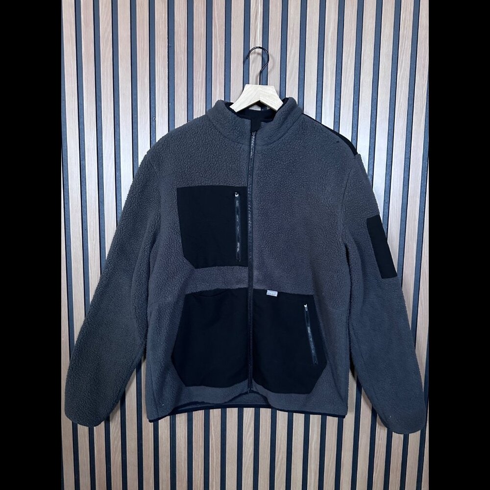 Figs Gray and Black Teddy Jacket